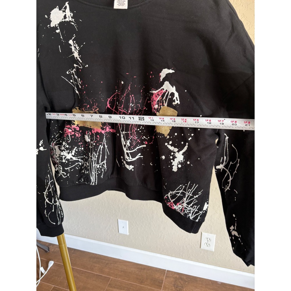 For The Republic Womens Sweatshirt Black Metallic Paint Cotton M Streetwear - Picture 4 of 5